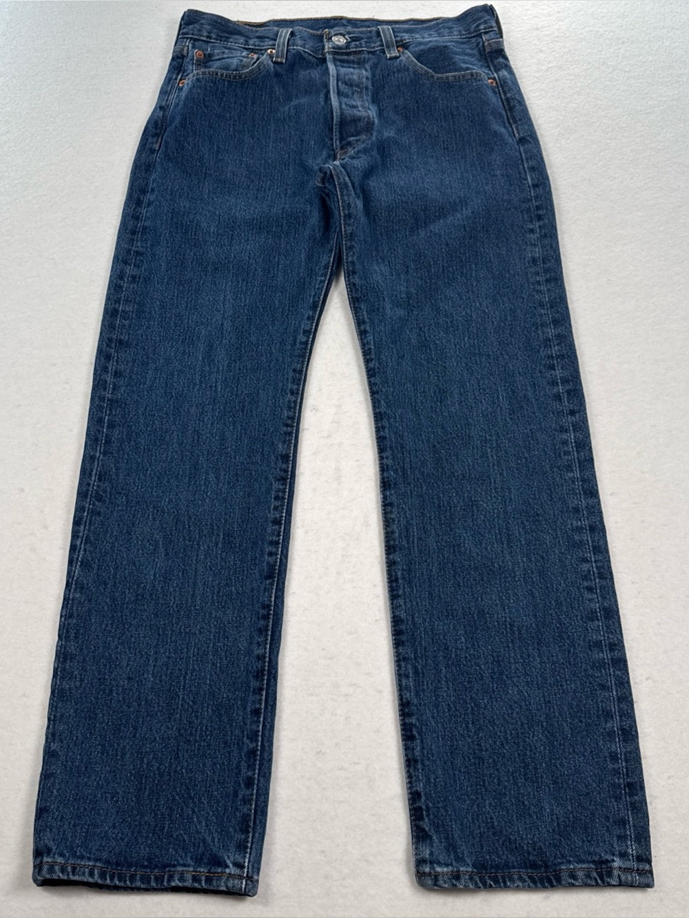 Levi's 501 Jeans Fits Mens 30x29 Straight Leg Cotton Button Fly Dark Blue